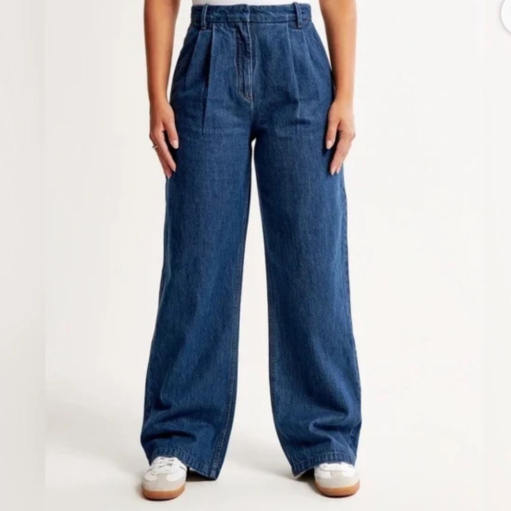 Abercrombie & Fitch Dark Blue Wide-Leg Trousers